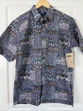 Y2K NWT Ono & Co Men's Short-Sleeve Button-Up Hawaiian Shirt Large
